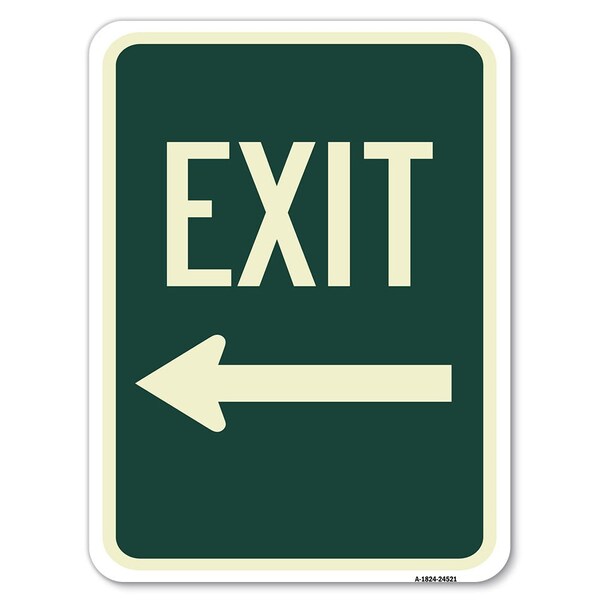 Signmission Exit with Left Arrow Heavy-Gauge Aluminum Rust Proof Parking Sign, 18" H, 24" L, A-1824-24521 A-1824-24521 - main